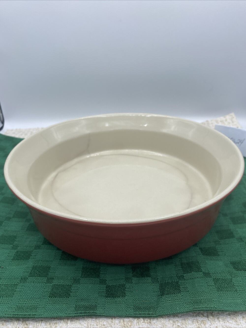 BergHOFF stoneware Casserole dish Red & Cream. Made In Belgium 10”